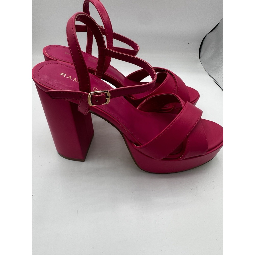 Rampage Pink Platform Heel Slingback Cross Strap Open Toe Shoes Size 10 EUC SB14